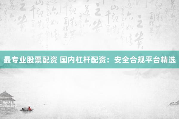 最专业股票配资 国内杠杆配资：安全合规平台精选