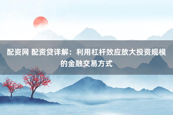 配资网 配资贷详解：利用杠杆效应放大投资规模的金融交易方式